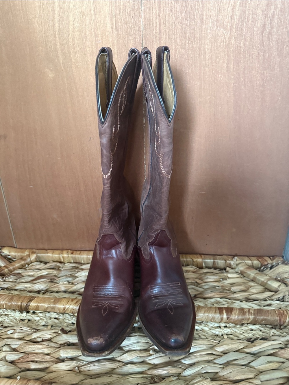 Women's Brown Leather Ankle Cowboy Boots
